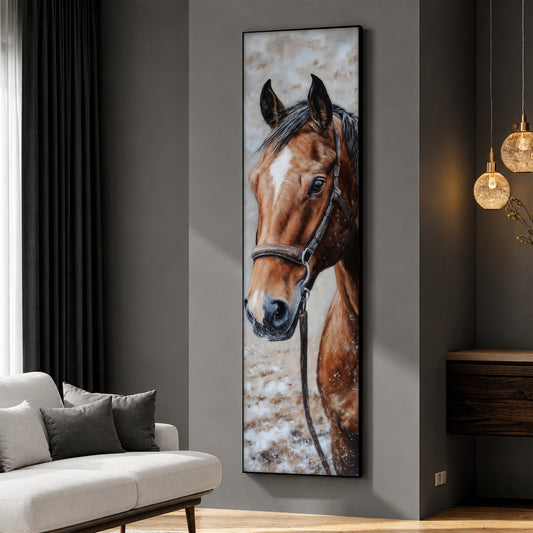 Majestic Brown Horse Vertical Canvas Wall Art - Modern Living Room Decor