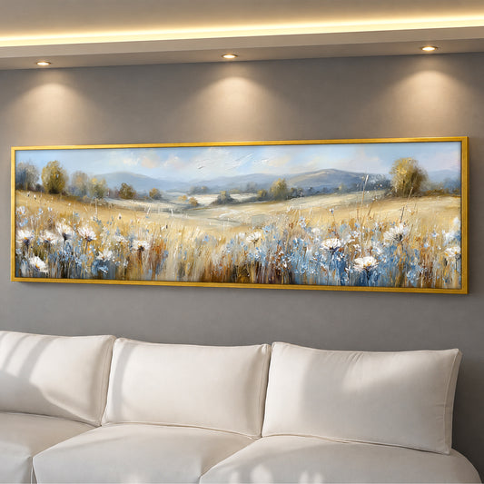 Panoramic Wildflower Canvas Wall Art - Bedroom Over the Bed Decor
