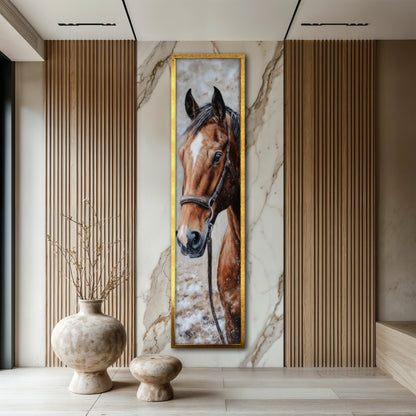 Majestic Brown Horse Vertical Canvas Wall Art - Modern Living Room Decor