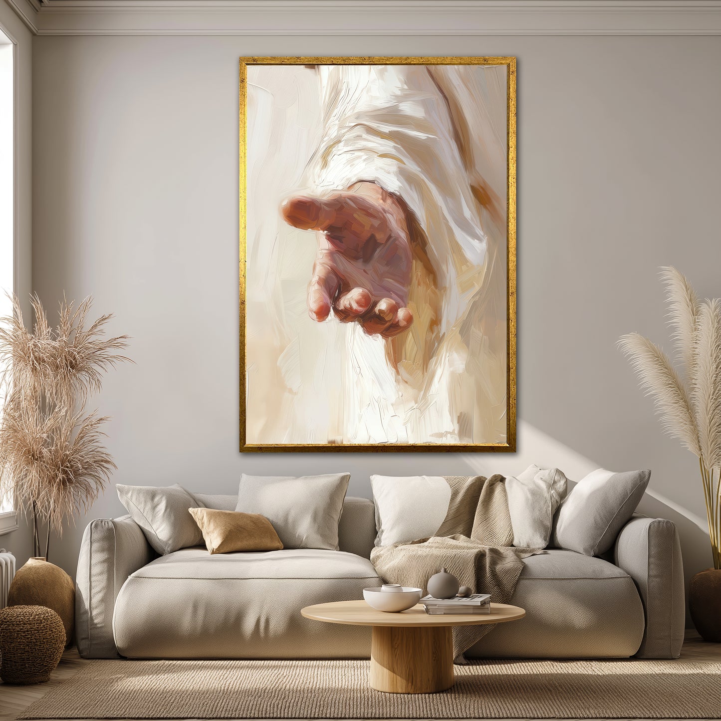 Divine Hand Canvas Wall Art - Minimalist Christian Home Decor