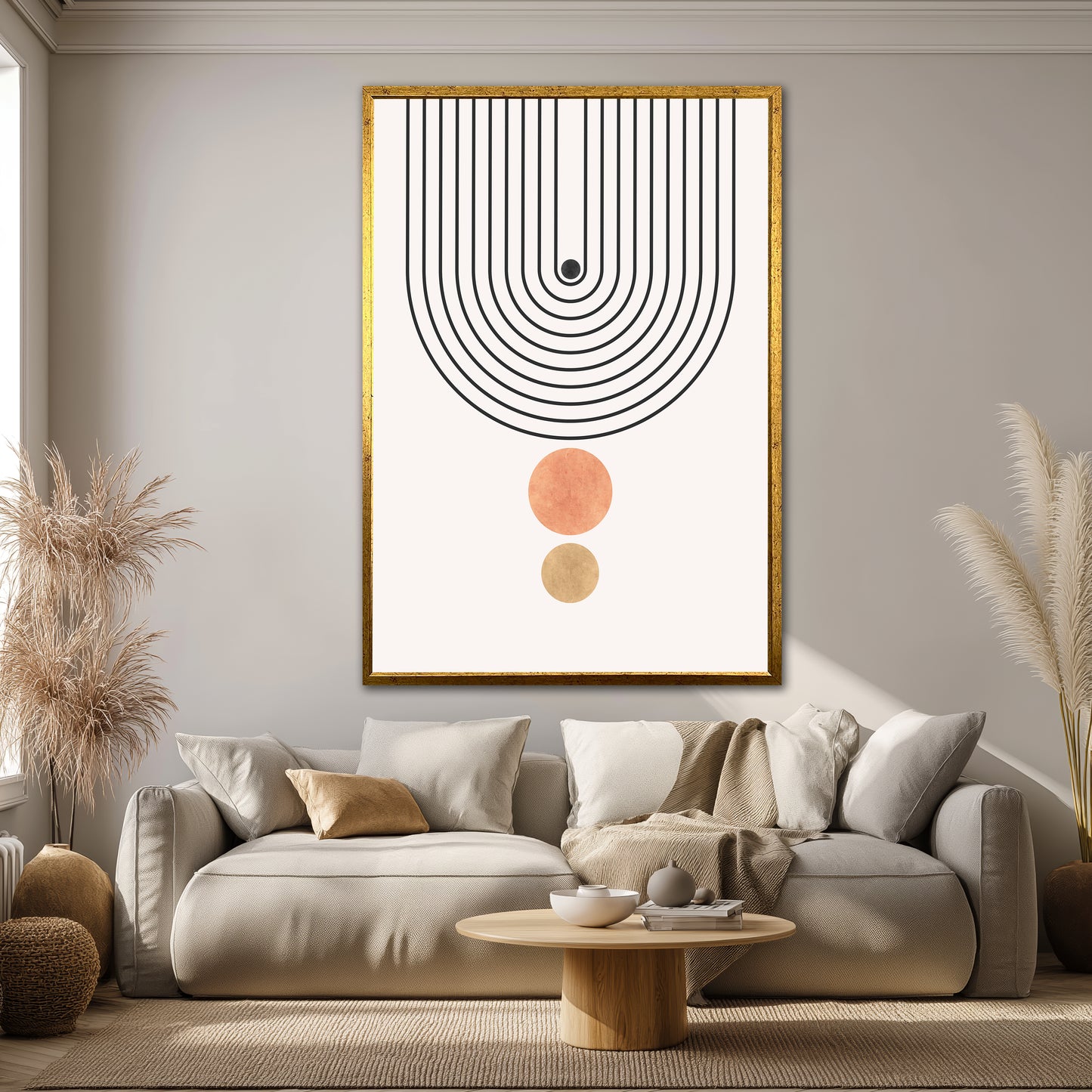 Minimalist Boho Lines Canvas Print - Terracotta and Earth Tones Abstract Art