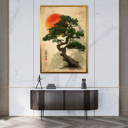 Japanese Pine Tree Artwork - Zen Wall Decor