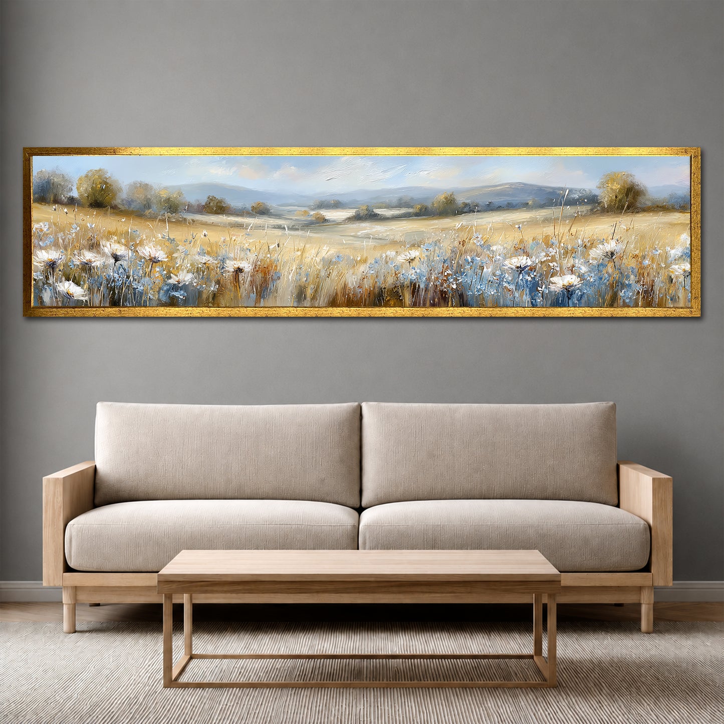 Panoramic Wildflower Canvas Wall Art - Bedroom Over the Bed Decor