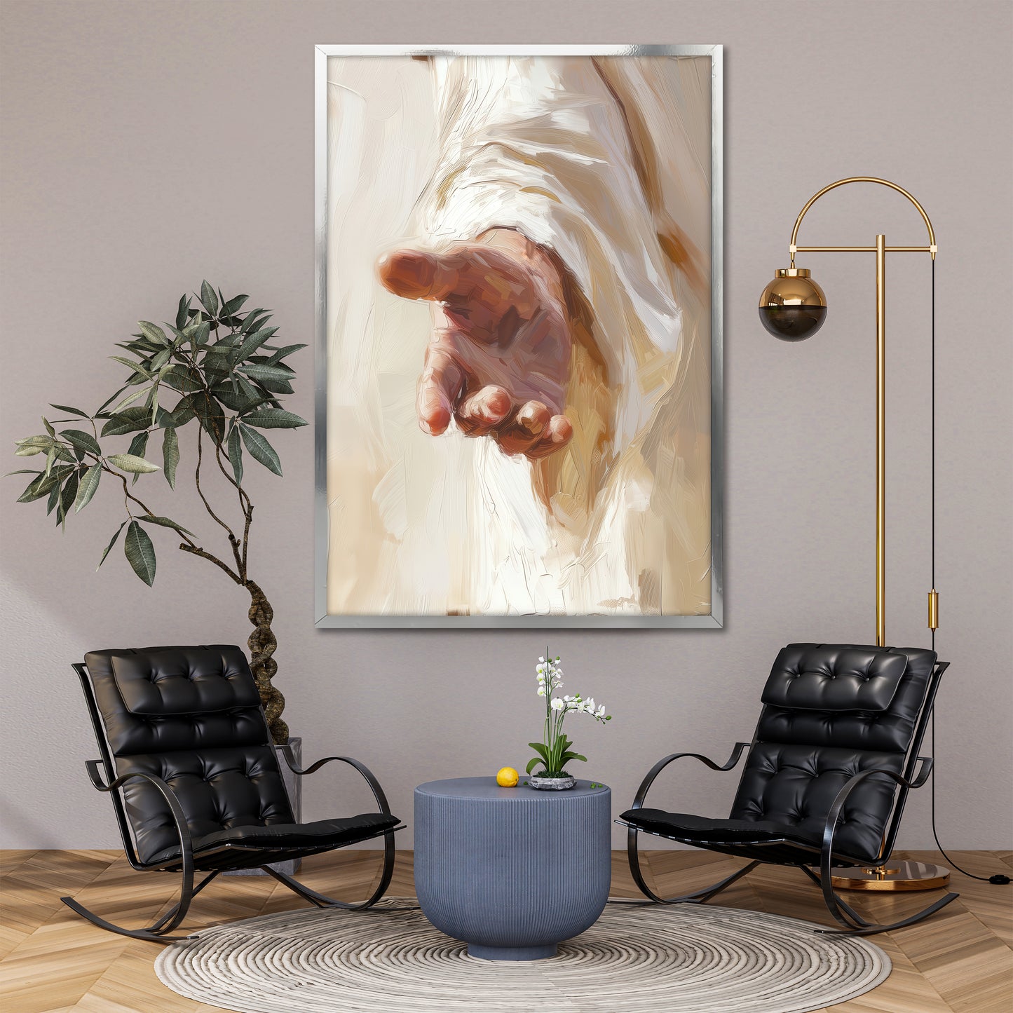 Divine Hand Canvas Wall Art - Minimalist Christian Home Decor