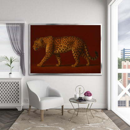 Leopard on Red Background Canvas Wall Art - Modern Home Decor