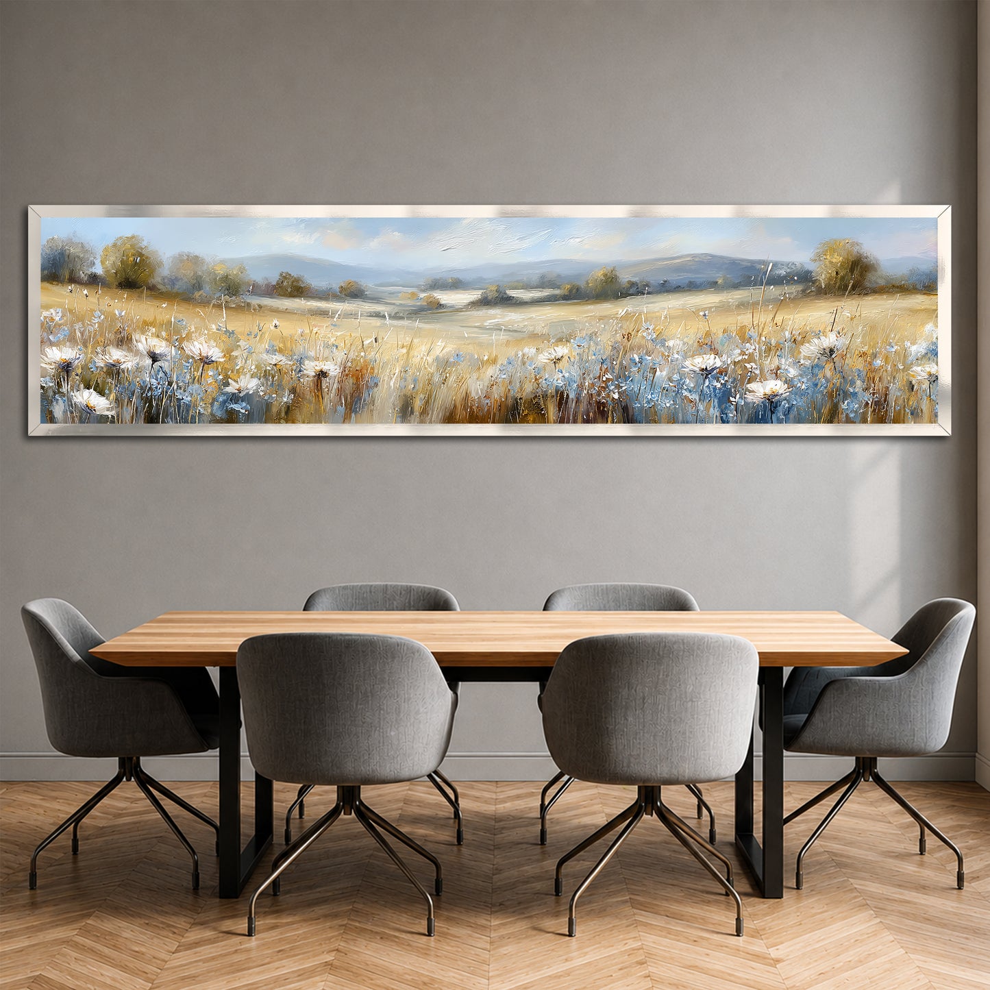 Panoramic Wildflower Canvas Wall Art - Bedroom Over the Bed Decor