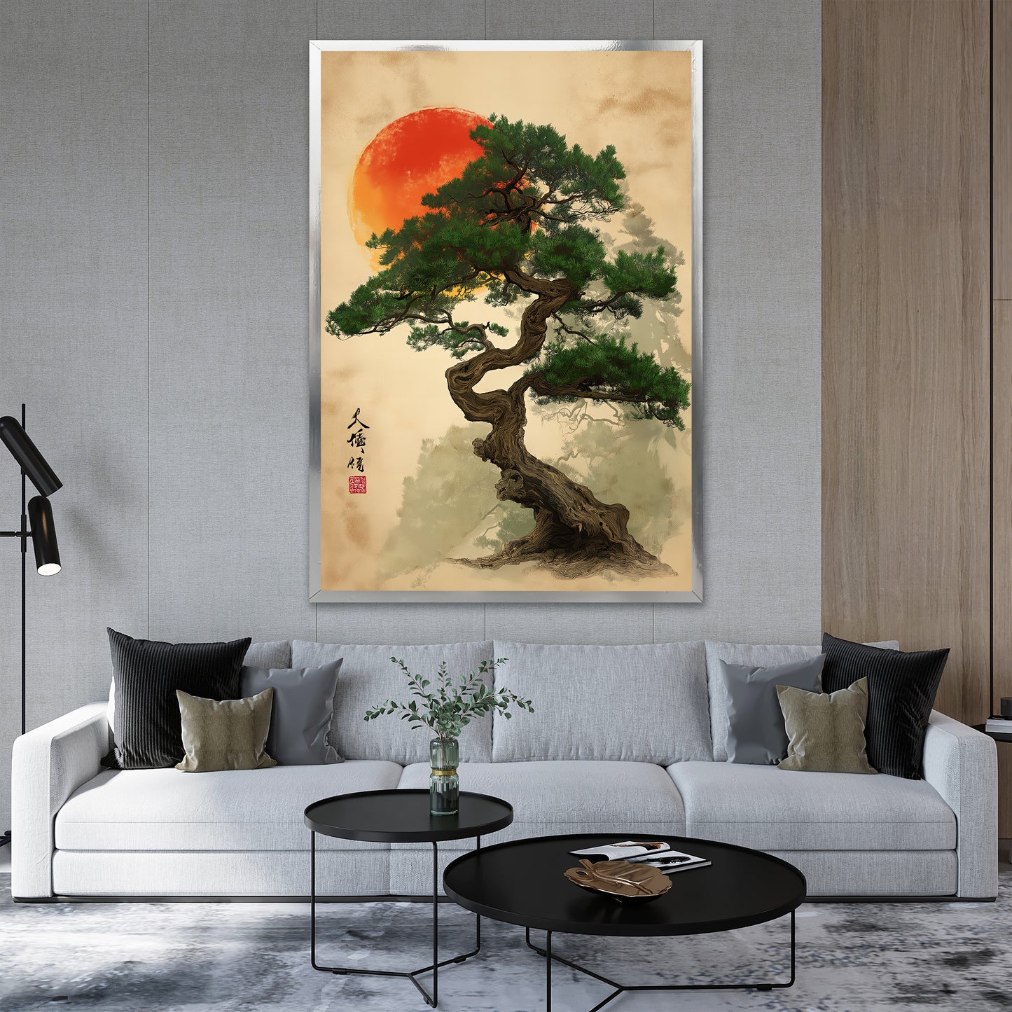 Japanese Pine Tree Artwork - Zen Wall Decor
