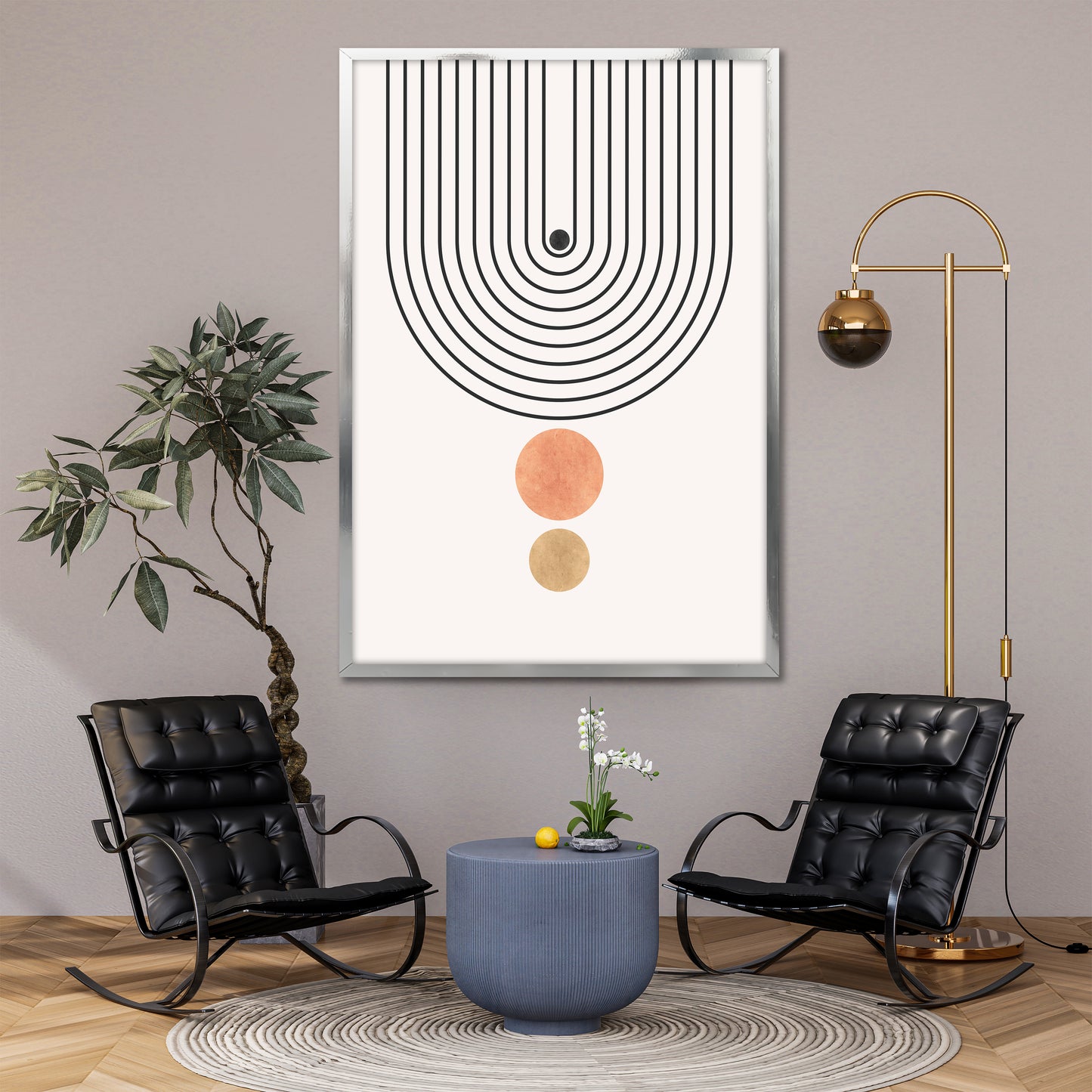 Minimalist Boho Lines Canvas Print - Terracotta and Earth Tones Abstract Art