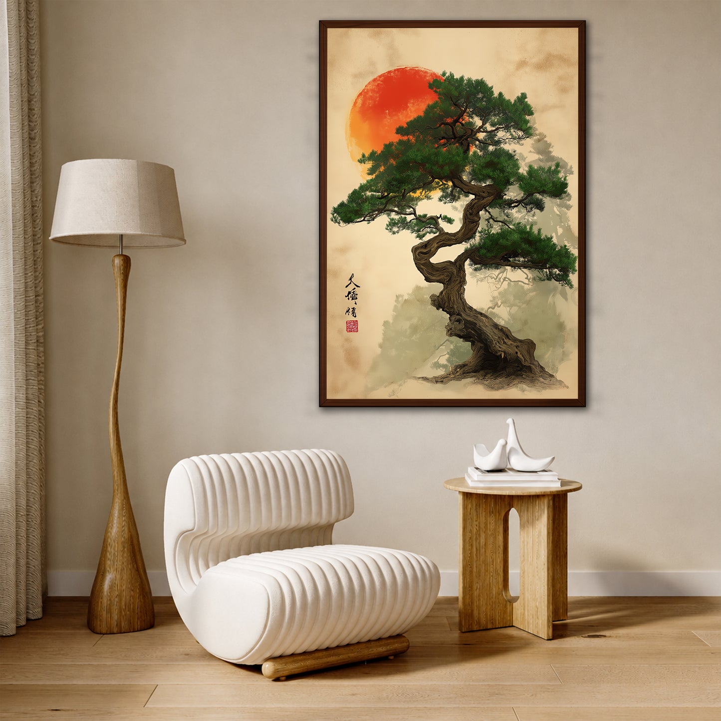 Japanese Pine Tree Artwork - Zen Wall Decor