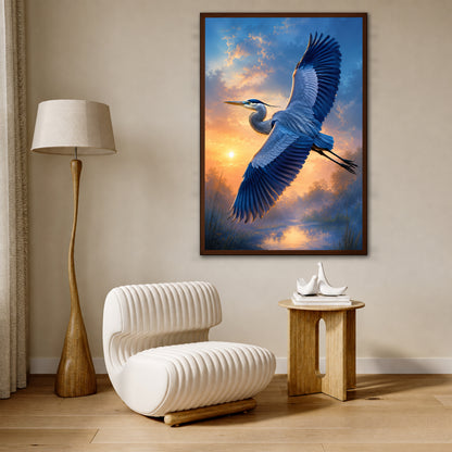 Heron Bird Canvas Print - Modern Home Decor