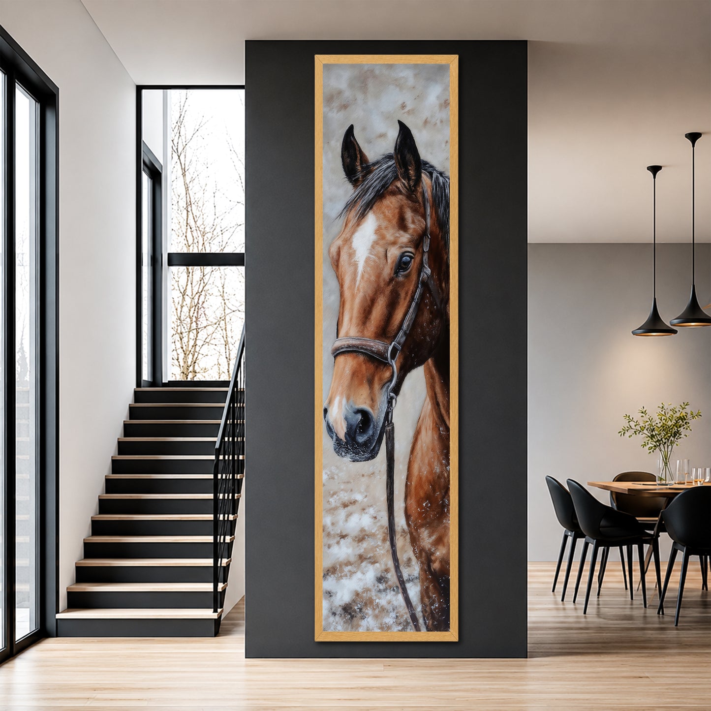 Majestic Brown Horse Vertical Canvas Wall Art - Modern Living Room Decor