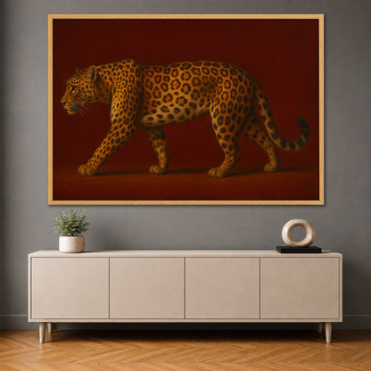 Leopard on Red Background Canvas Wall Art - Modern Home Decor