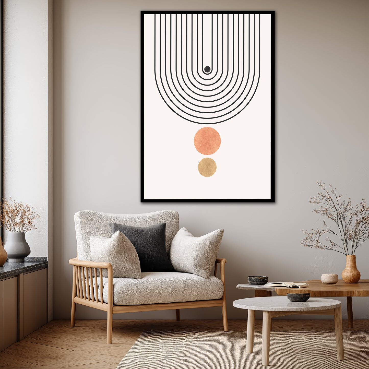 Minimalist Boho Lines Canvas Print - Terracotta and Earth Tones Abstract Art