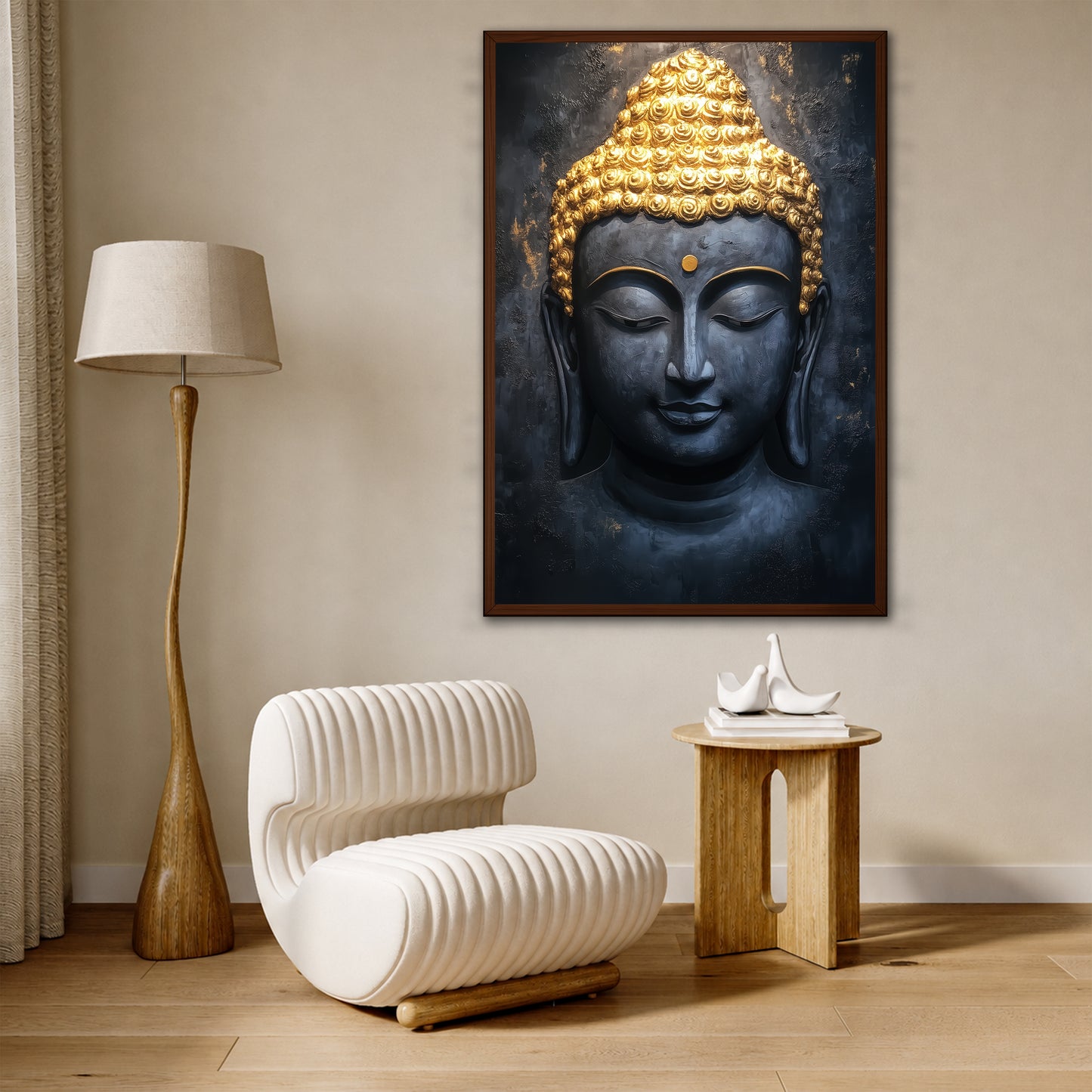 Gold and Black Buddha Canvas Wall Art - Zen Meditation Decor