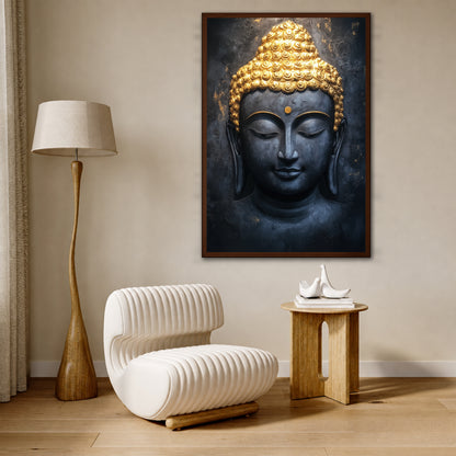 Gold and Black Buddha Canvas Wall Art - Zen Meditation Decor