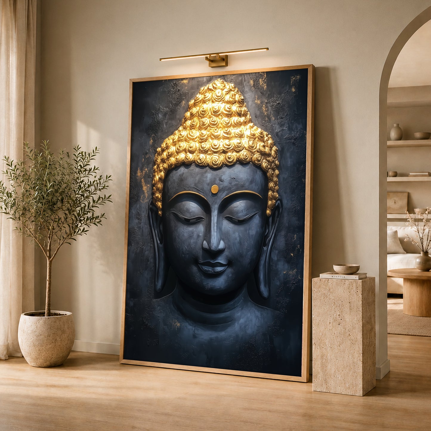 Gold and Black Buddha Canvas Wall Art - Zen Meditation Decor