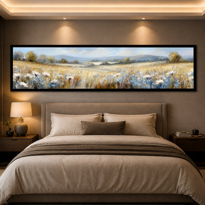 Panoramic Wildflower Canvas Wall Art - Bedroom Over the Bed Decor