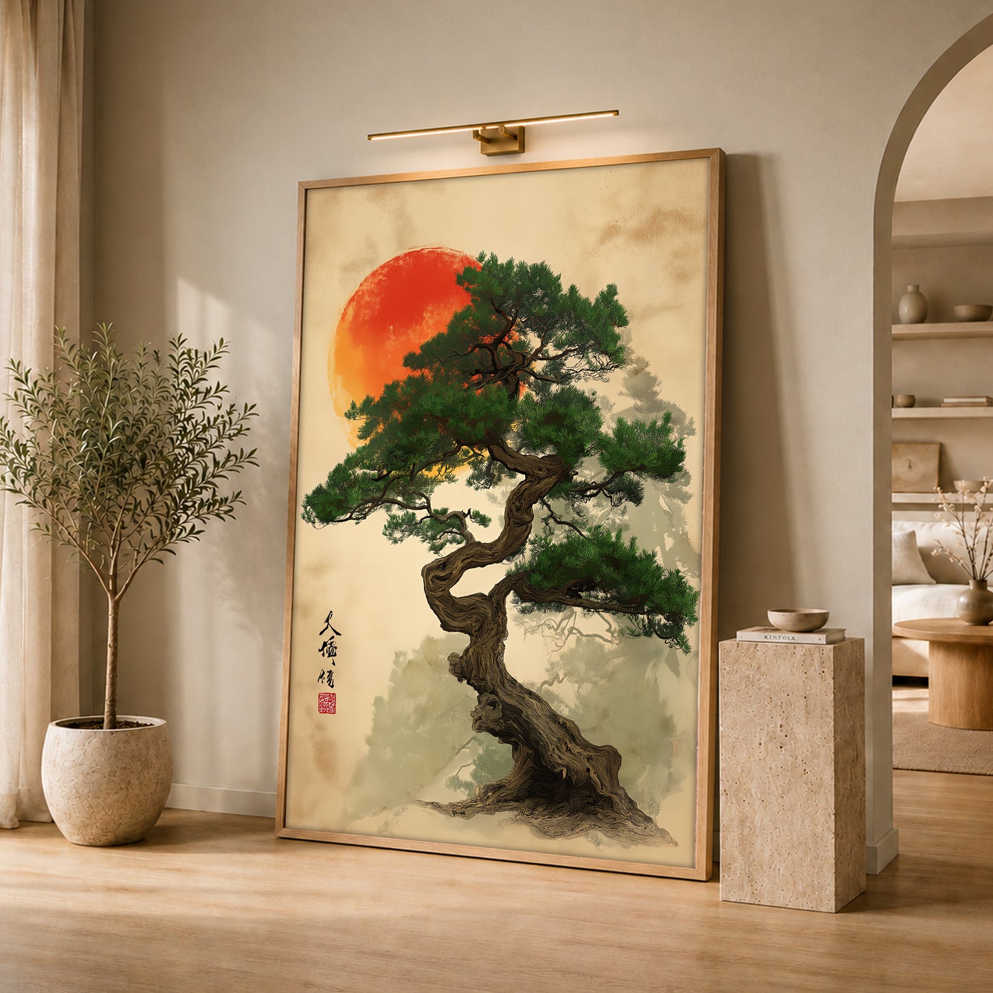 Japanese Pine Tree Artwork - Zen Wall Decor