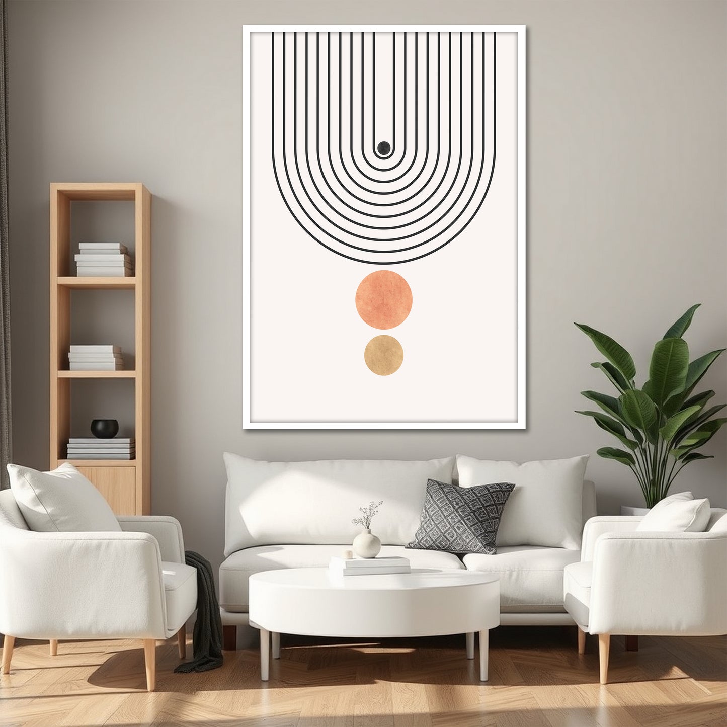 Minimalist Boho Lines Canvas Print - Terracotta and Earth Tones Abstract Art