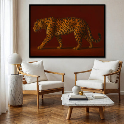 Leopard on Red Background Canvas Wall Art - Modern Home Decor
