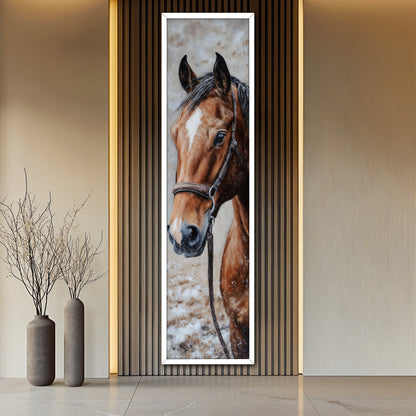 Majestic Brown Horse Vertical Canvas Wall Art - Modern Living Room Decor
