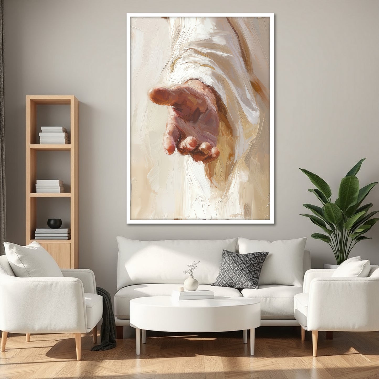 Divine Hand Canvas Wall Art - Minimalist Christian Home Decor