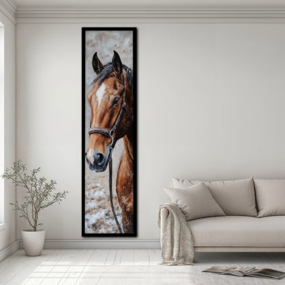 Majestic Brown Horse Vertical Canvas Wall Art - Modern Living Room Decor