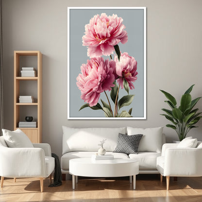 Pink Peony Flower Canvas Art - Modern Floral Print & Elegant Home Decor