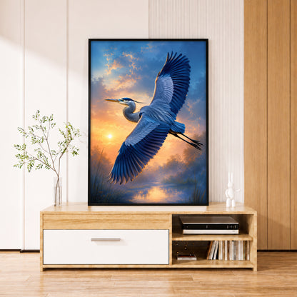 Heron Bird Canvas Print - Modern Home Decor