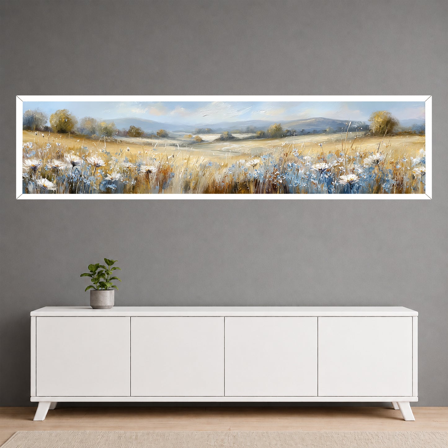 Panoramic Wildflower Canvas Wall Art - Bedroom Over the Bed Decor