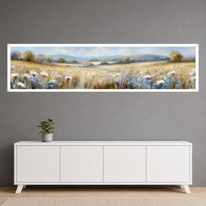 Panoramic Wildflower Canvas Wall Art - Bedroom Over the Bed Decor