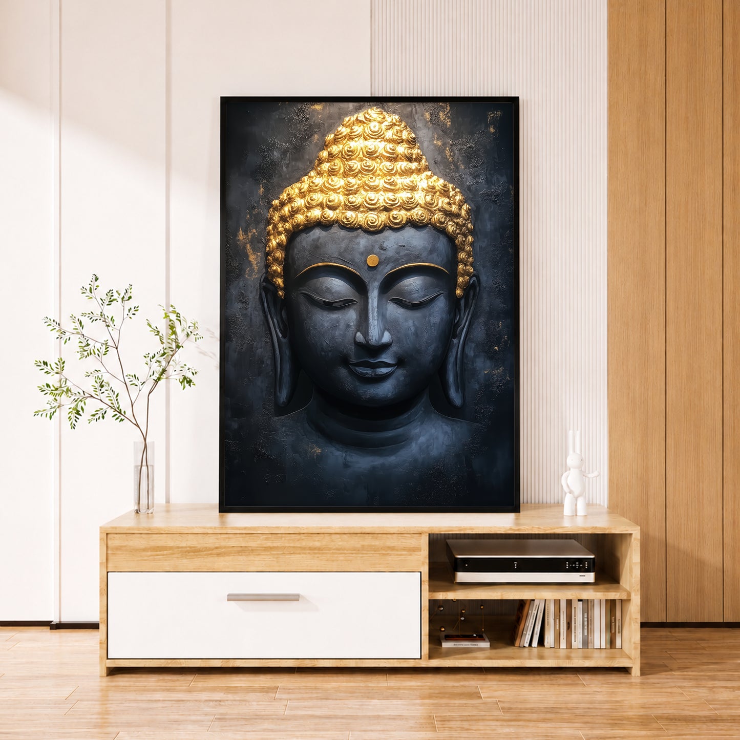 Gold and Black Buddha Canvas Wall Art - Zen Meditation Decor