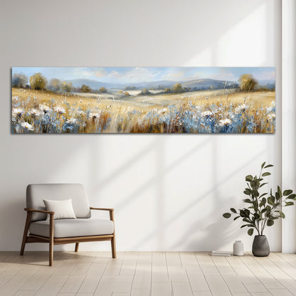 Panoramic Wildflower Canvas Wall Art - Bedroom Over the Bed Decor