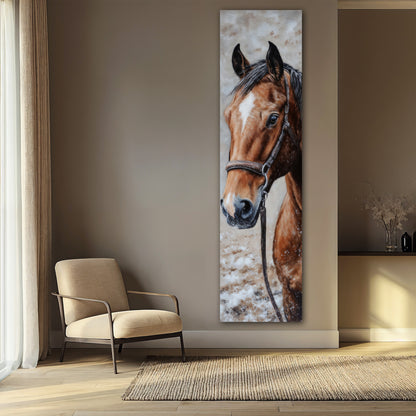 Majestic Brown Horse Vertical Canvas Wall Art - Modern Living Room Decor