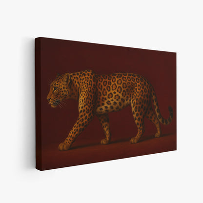 Leopard on Red Background Canvas Wall Art - Modern Home Decor