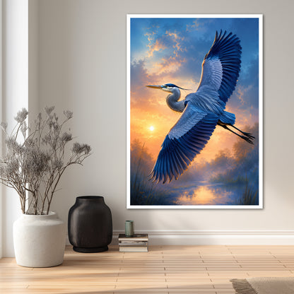 Heron Bird Canvas Print - Modern Home Decor