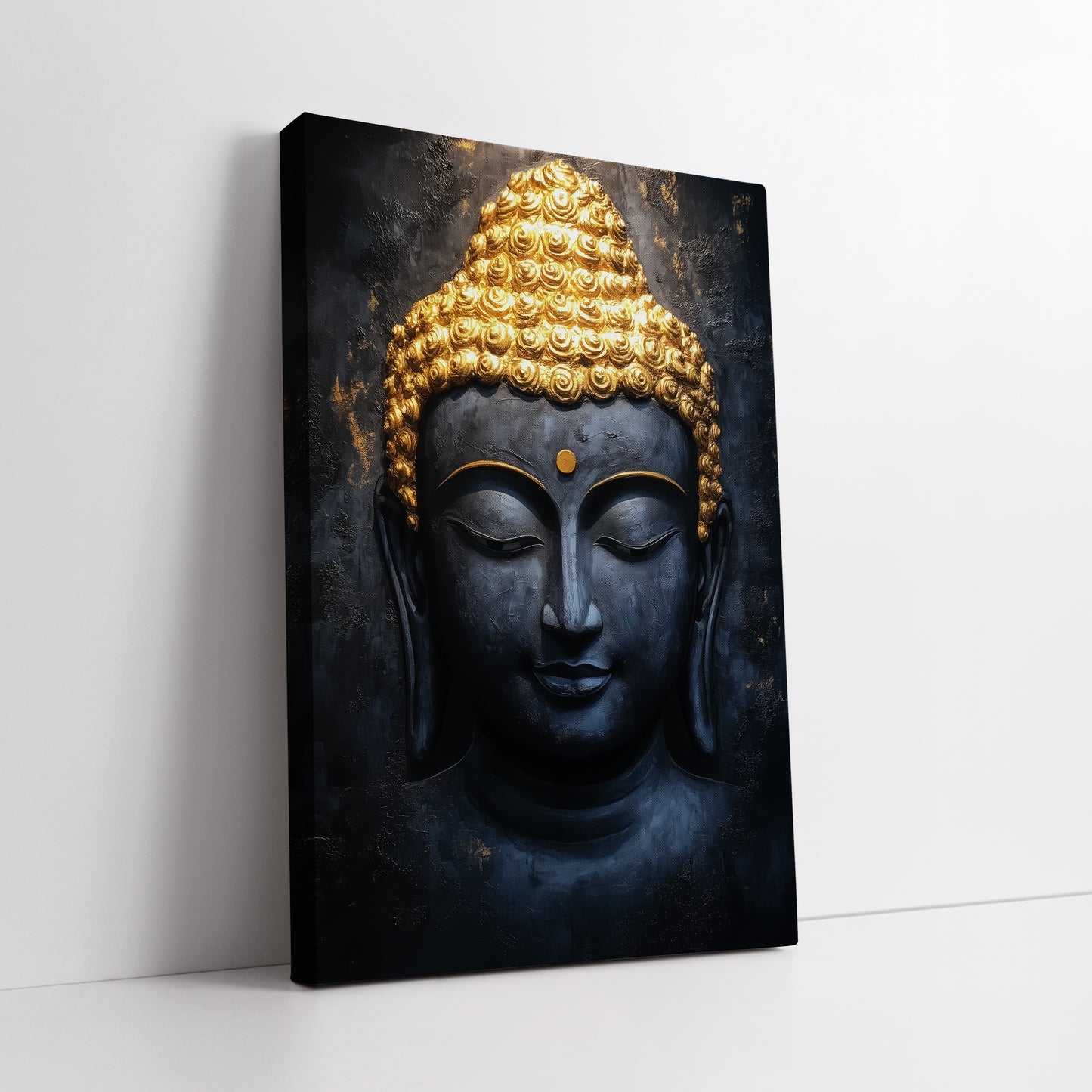 Gold and Black Buddha Canvas Wall Art - Zen Meditation Decor