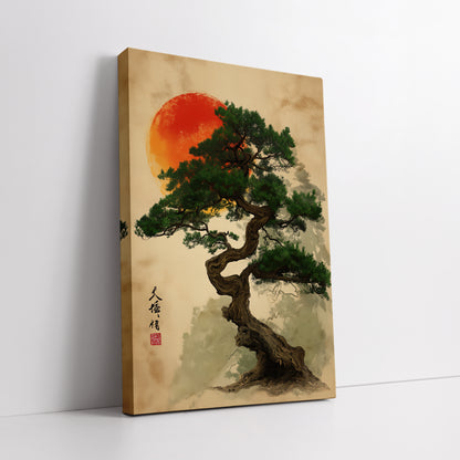 Japanese Pine Tree Artwork - Zen Wall Decor