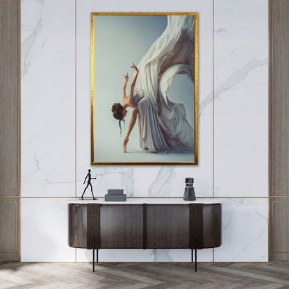 White Dress Ballerina Art - Minimalist Room Design