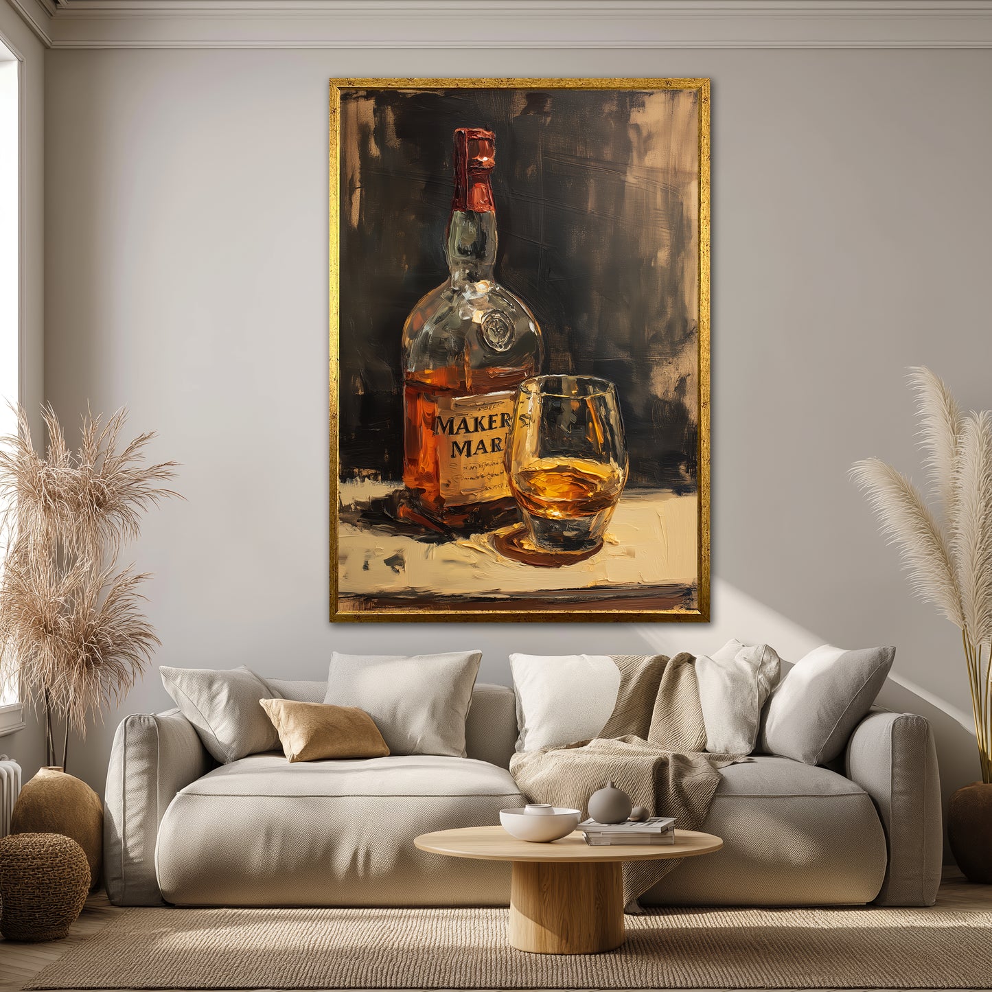Whiskey and Glass Canvas Print - Home Bar & Man Cave Wall Decor