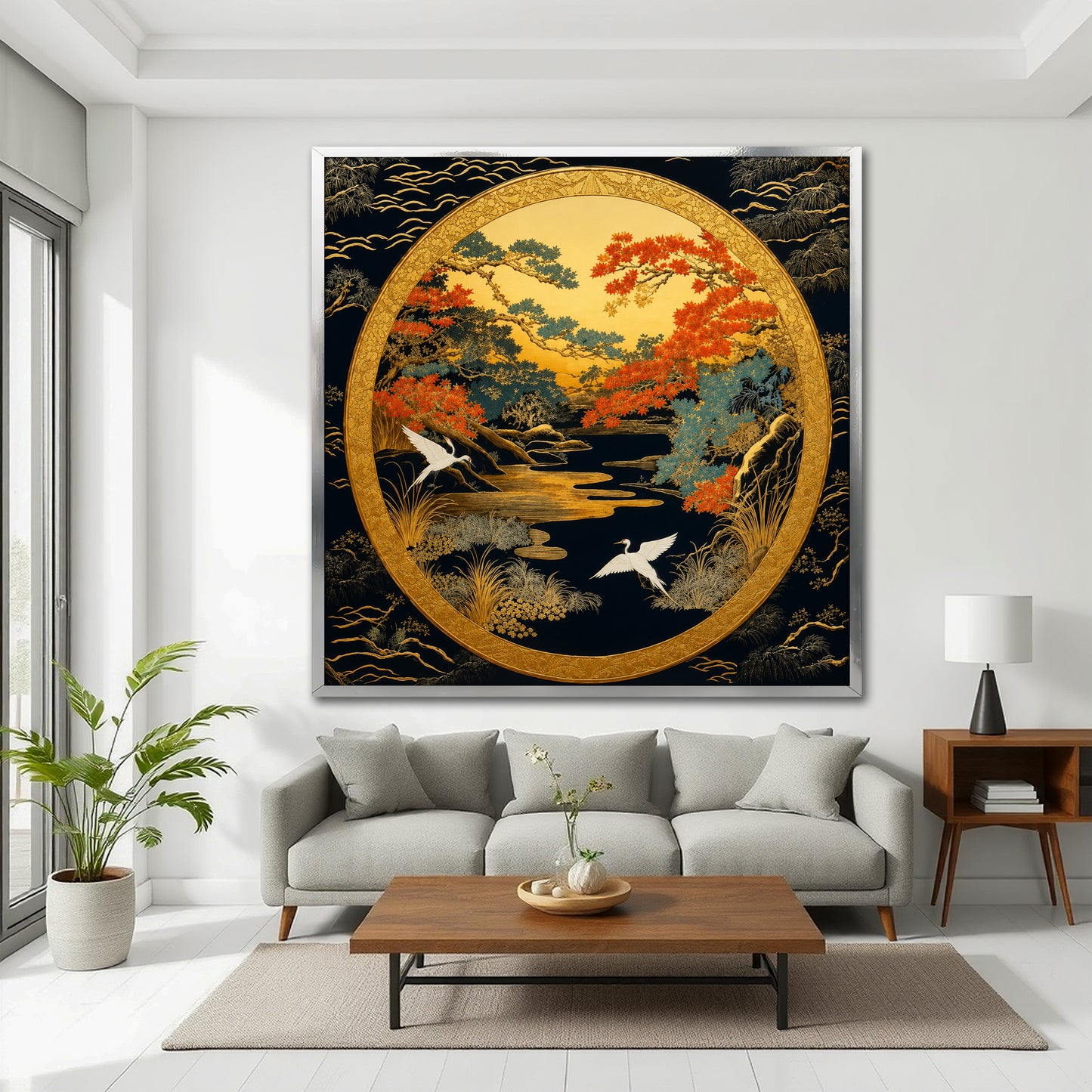 Japanese Cranes Artwork - Luxury Oriental Canvas