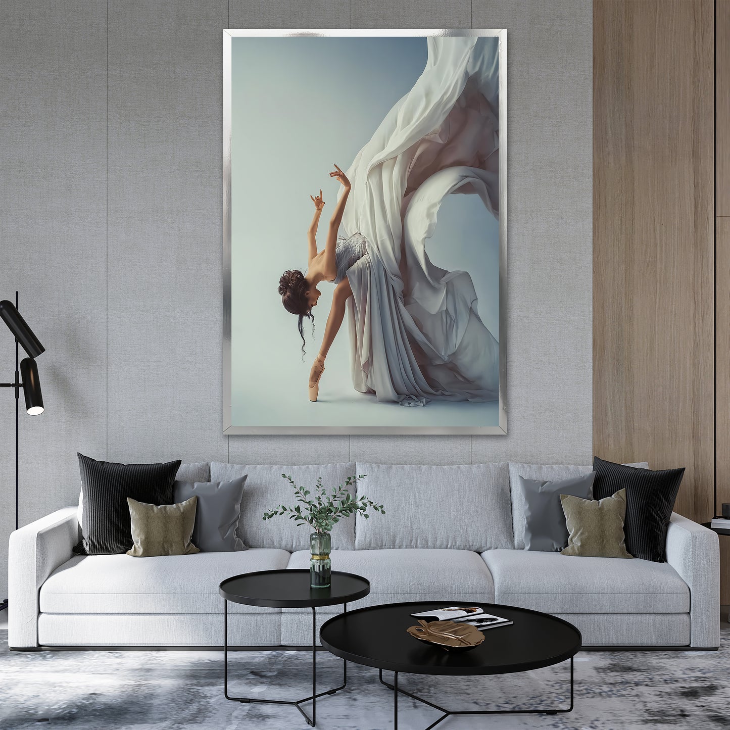 White Dress Ballerina Art - Minimalist Room Design