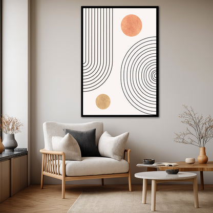 Boho Geometric Lines Wall Art - Mid-Century Modern Bohemian Print