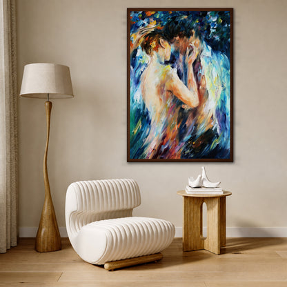 Embracing Couple Canvas Art - Vibrant Expressionist Wall Art