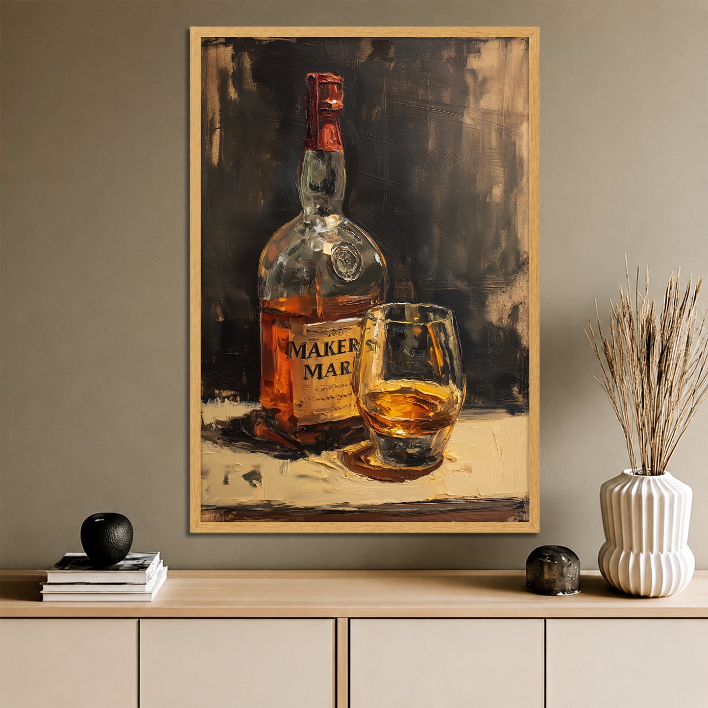 Whiskey and Glass Canvas Print - Home Bar & Man Cave Wall Decor