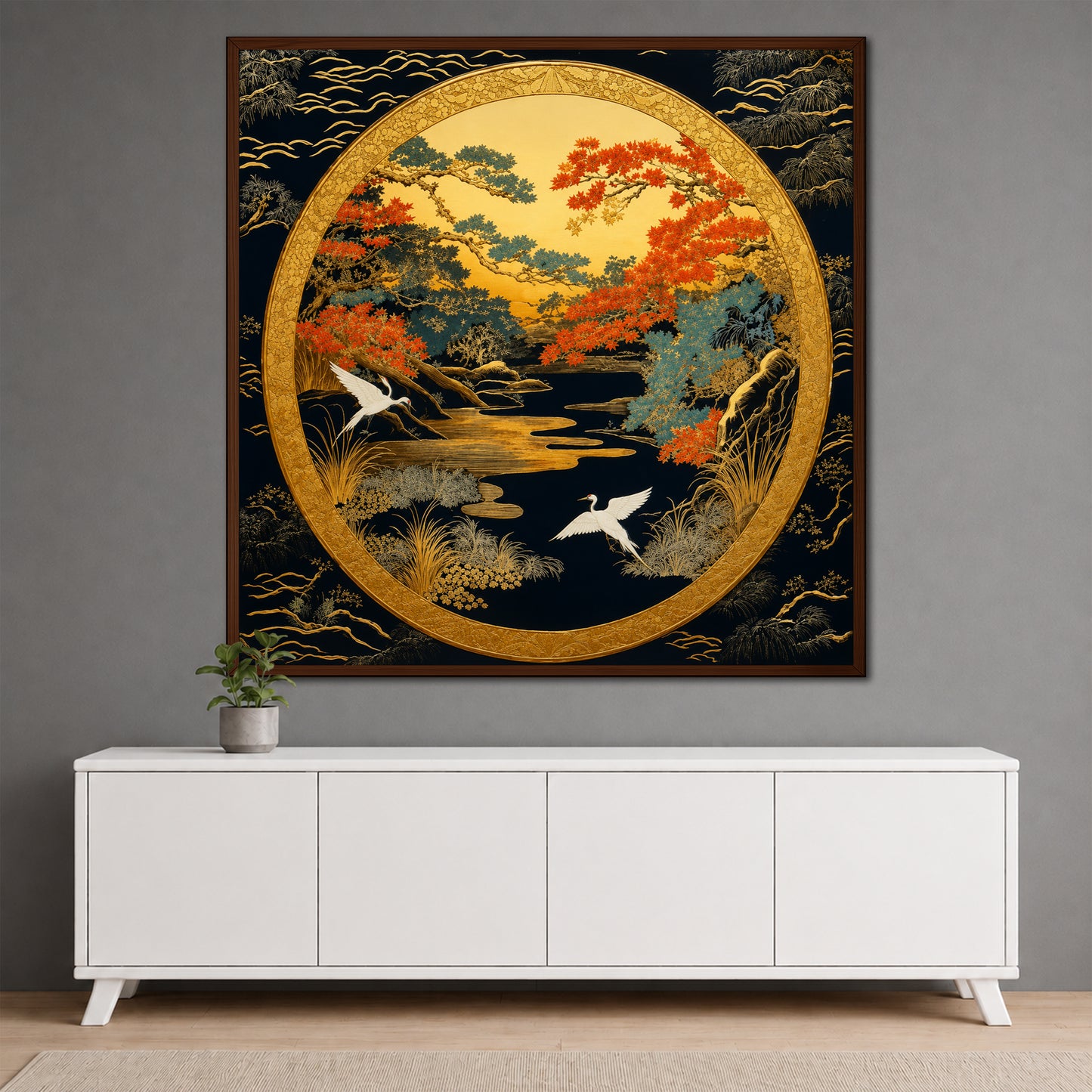 Japanese Cranes Artwork - Luxury Oriental Canvas