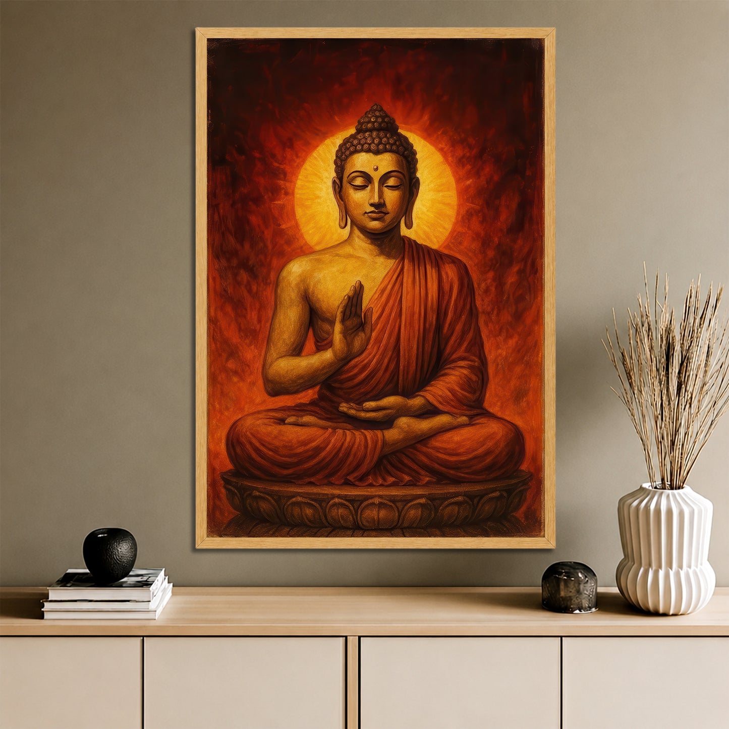 Golden Halo Buddha Canvas Print - Zen & Yoga Room Wall Decor