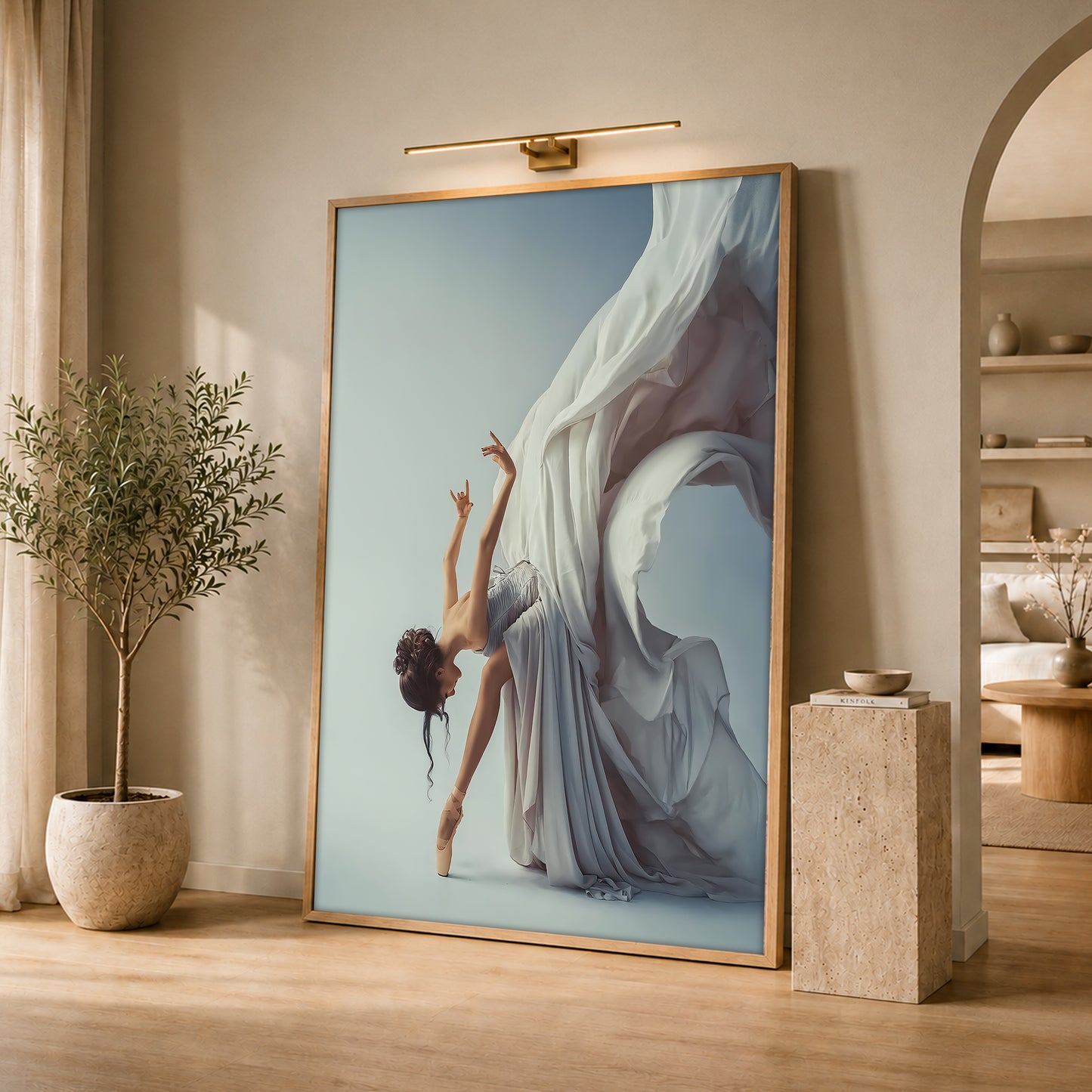 White Dress Ballerina Art - Minimalist Room Design