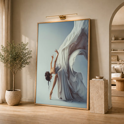 White Dress Ballerina Art - Minimalist Room Design