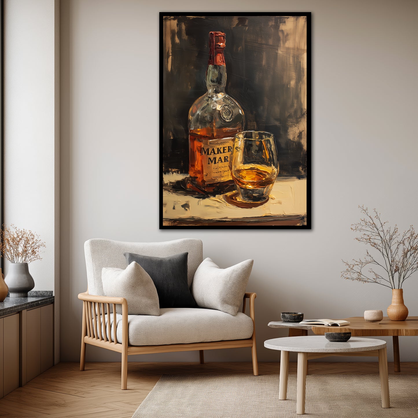 Whiskey and Glass Canvas Print - Home Bar & Man Cave Wall Decor